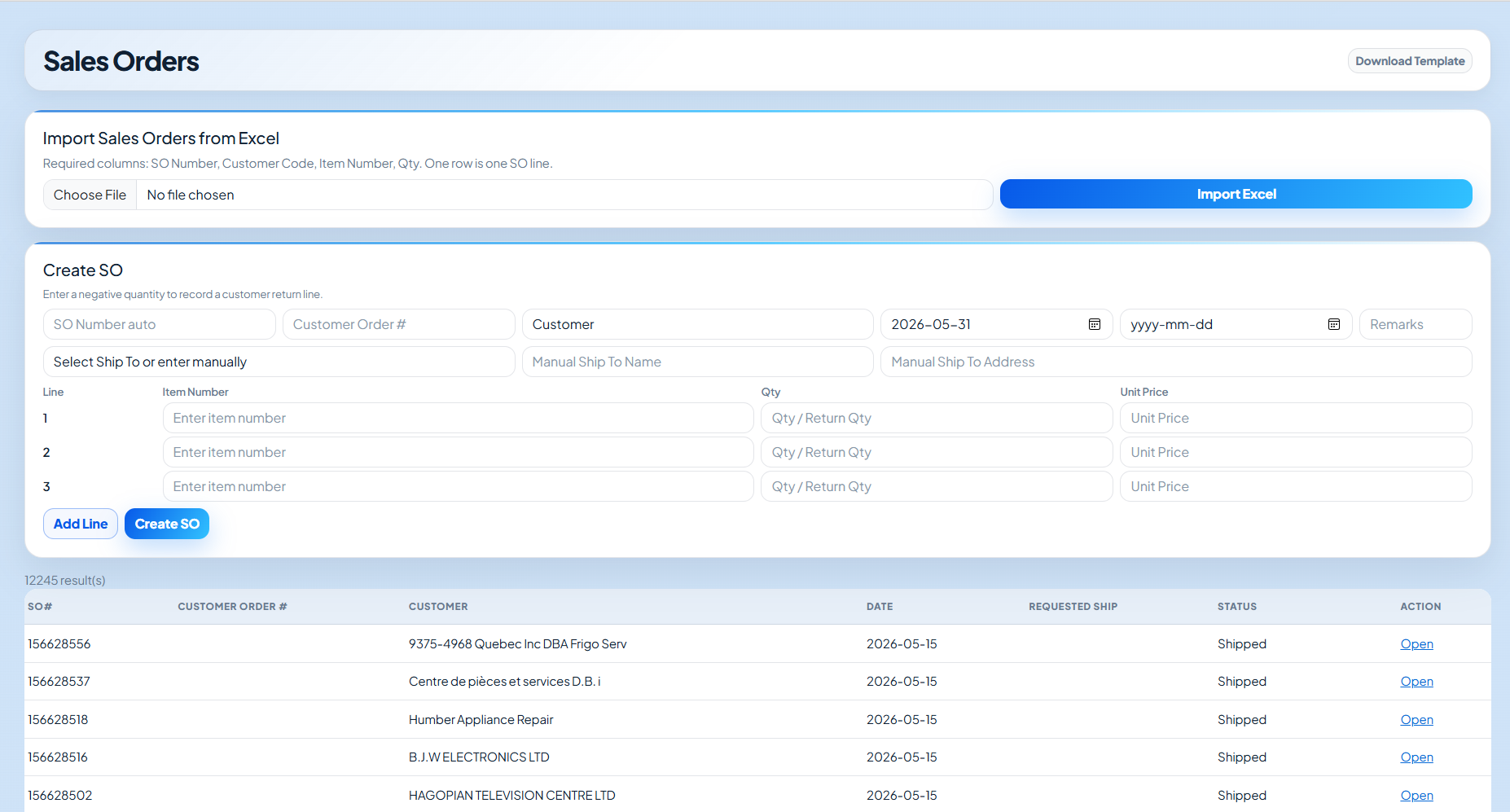 Actual PiERP sales order entry screenshot